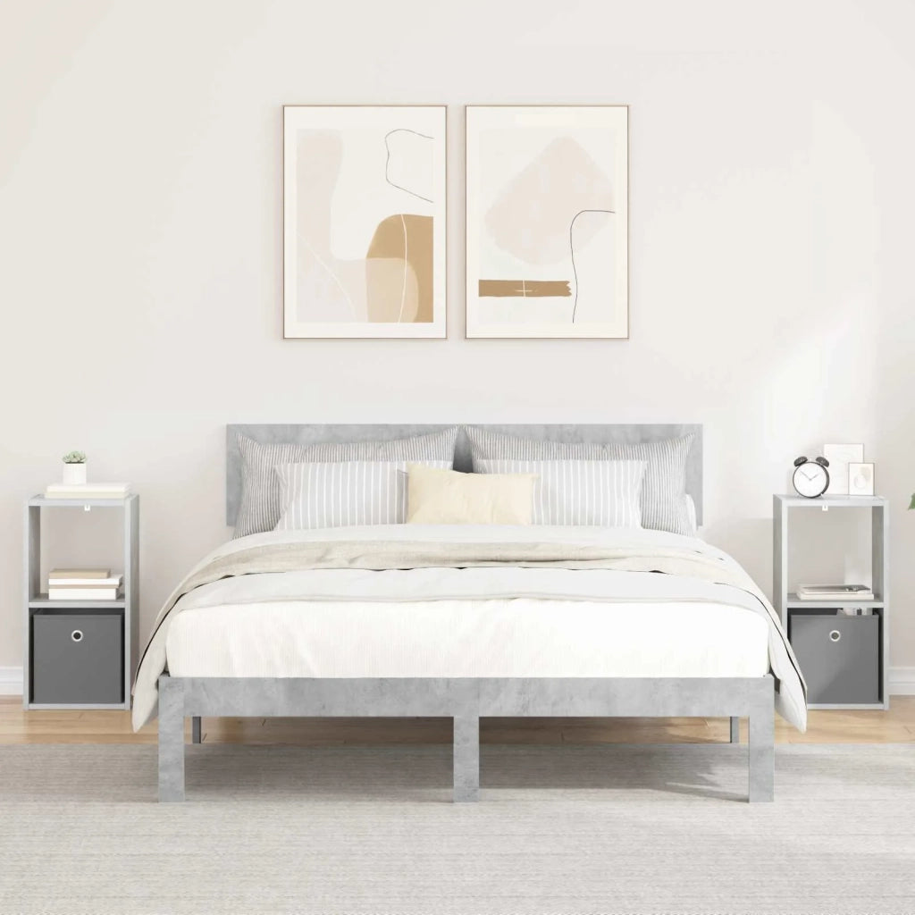 Comodino con cassetto 2 pcs Grigio cemento 30,5 x 27 x 59,5 cm 8000619