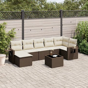 Set Divani da Giardino 8 pz con Cuscini Marrone in Polyrattan 3220492