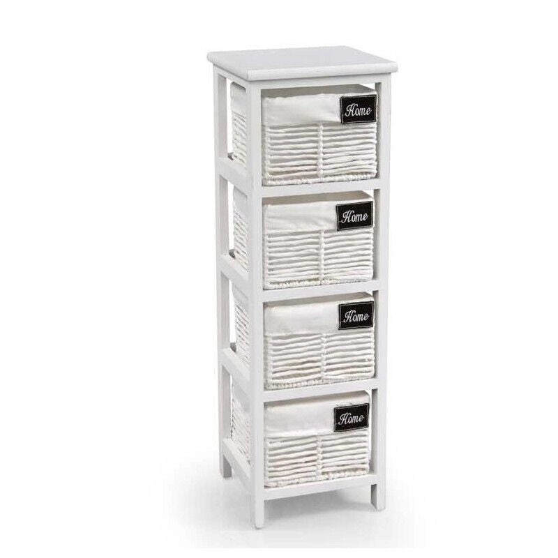 HOME CASSETTIERA CON 4 CESTE 25X25X77 CM IN COLORE BIANCO