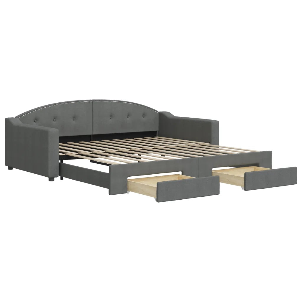 Divano Letto Estraibile Cassetti-Sofa Letto-Daybed Grigio Scuro 100x200cm Tessuto 256198