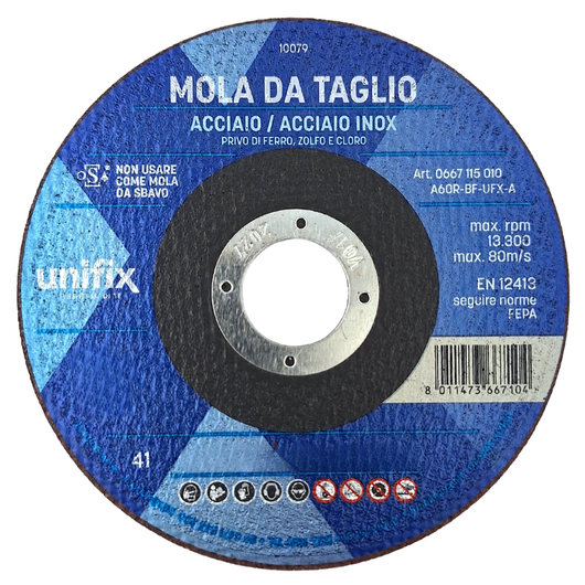 Disco taglio top sottile per acciaio inox lamiere sottili e materiale plastici *** misura Ø 115 x 1,0 x 22 mm, confe...
