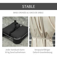 Ombrellone da Giardino, Ombrellone da Patio con Supporto e Manovella, Ovale, 460 x 270 x 240 cm, Bianco Crema