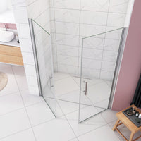 Box Doccia per Nicchia 185 cm Doppia Porta Battente Saloon Vetro Temperato 6 mm Anticalcare Larga 155 cm (80+80: 1518-1558 mm)