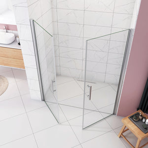 Box Doccia per Nicchia 185 cm Doppia Porta Battente Saloon Vetro Temperato 6 mm Anticalcare Larga 155 cm (80+80: 1518-1558 mm)