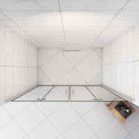 Box Doccia in Linea per Nicchia 195 cm Doppia Porta Battente 4 Ante Pieghevoli Saloon Vetro Temperato 6 mm Anticalcare 147 cm (76+76: 1438-1478 mm)