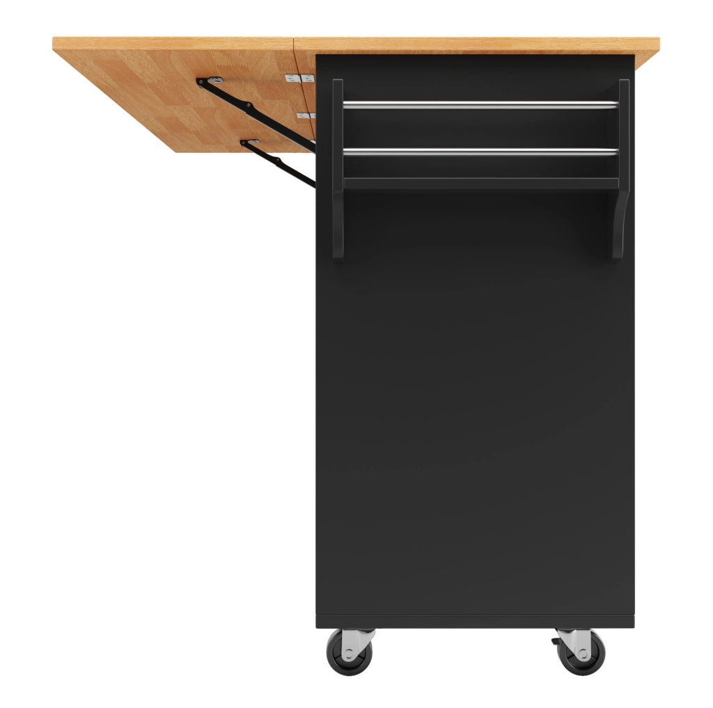 Isola da cucina 122x74.5x91.5 cm pieghevole; 8 cassetti; MDF nero