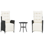 Set da Bistr¨° 3 pz | Set Salotto da Giardino con Cuscini Nero in Polyrattan