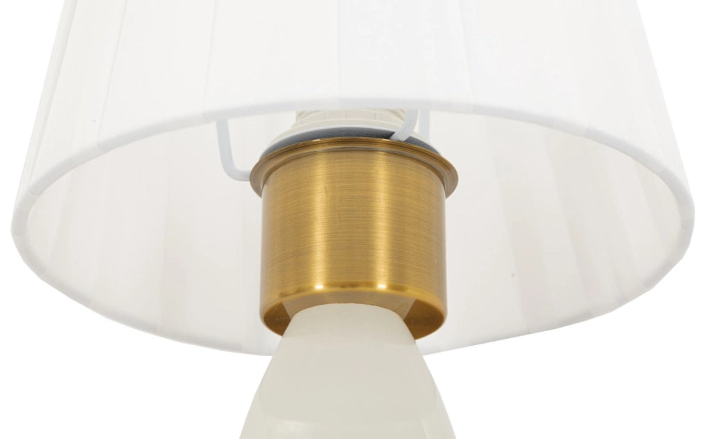 Lampada da Muro Budapest 16x20x46 cm in Ferro e Tessuto Oro e Bianco