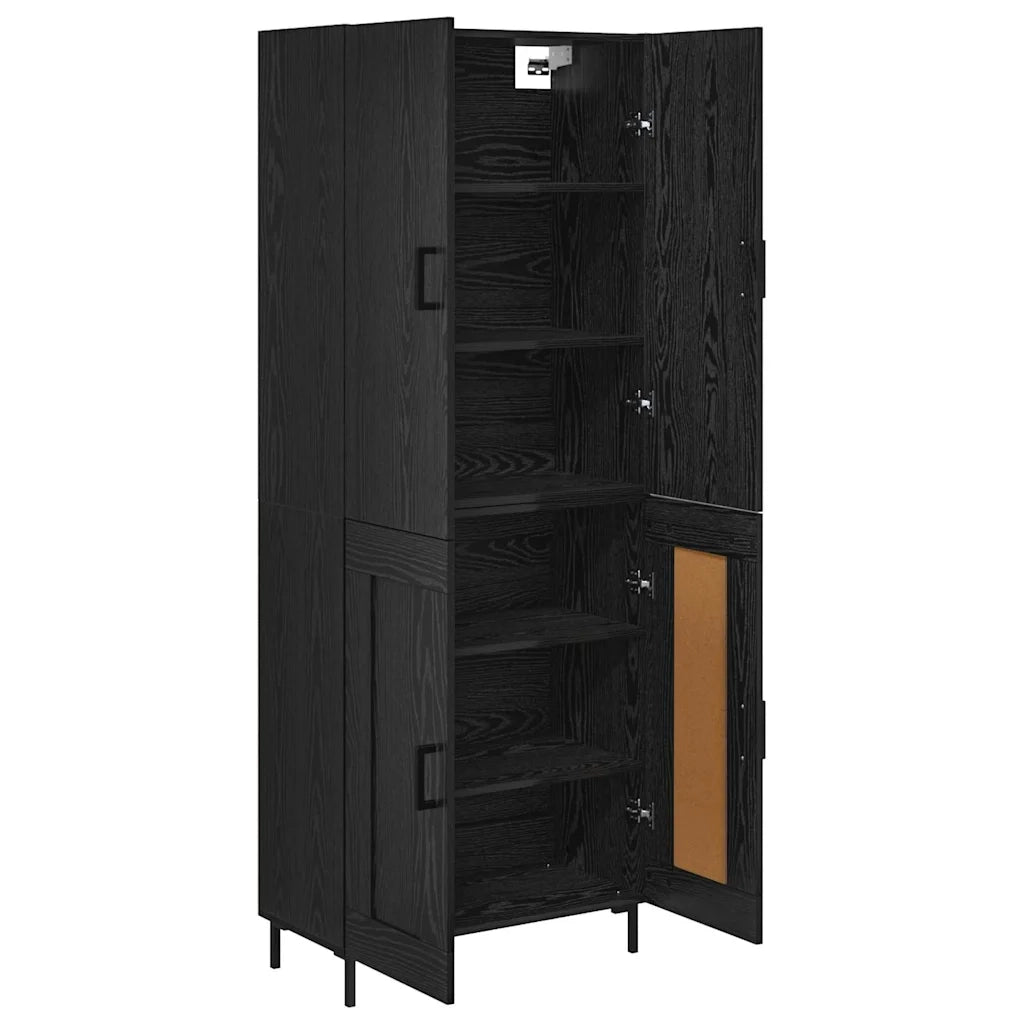 Credenza-Buffet-Armadio da cucina Rovere Nero 69,5 x 34 x 180 cm Legno multistrato 728337