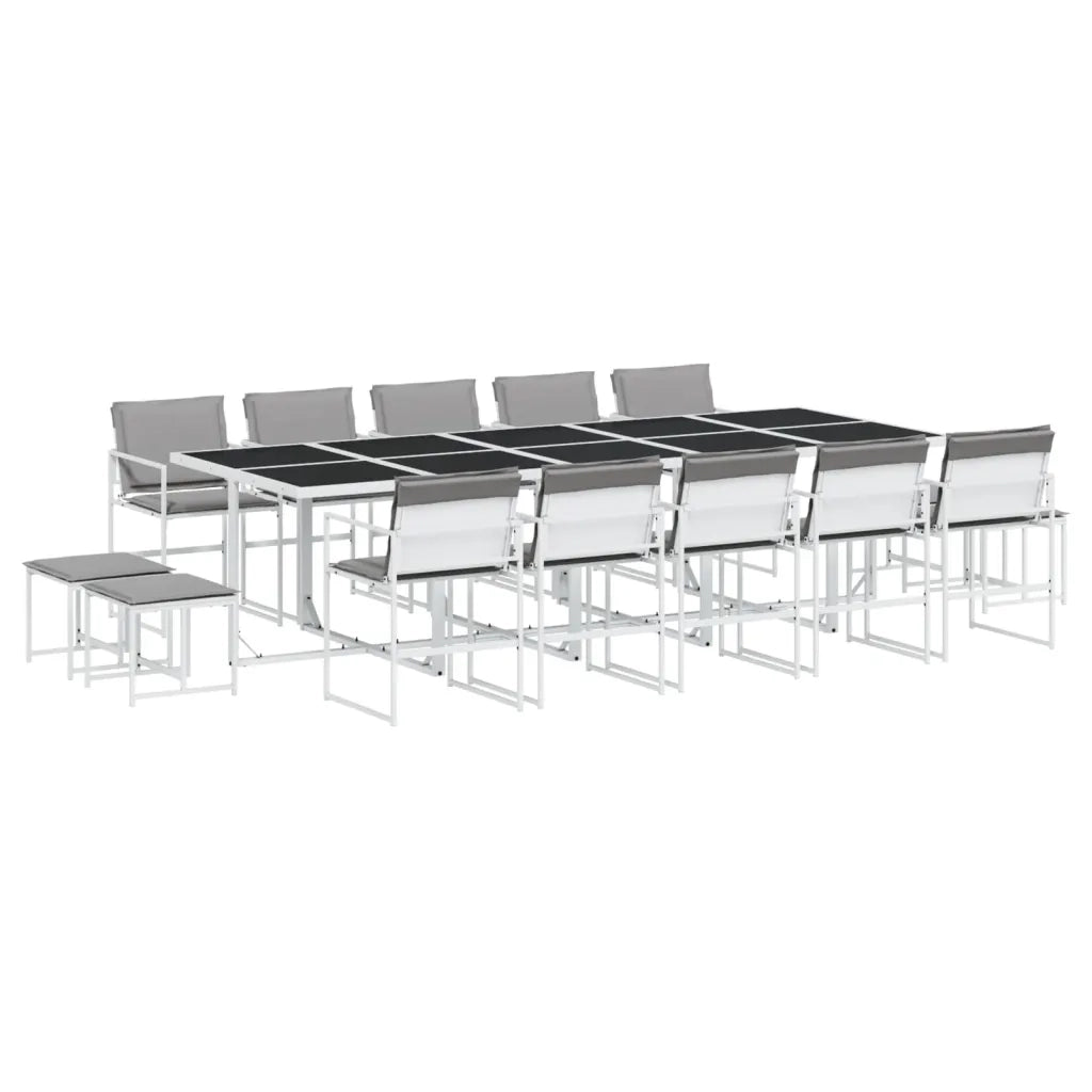vidaXL Set da Pranzo da Giardino 15 pz con Cuscini Bianco in Textilene