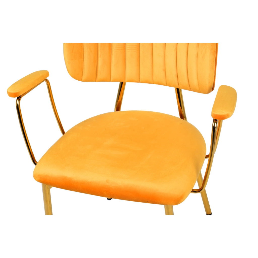 Set di 2 sedie Giselle in velluto arancione e oro