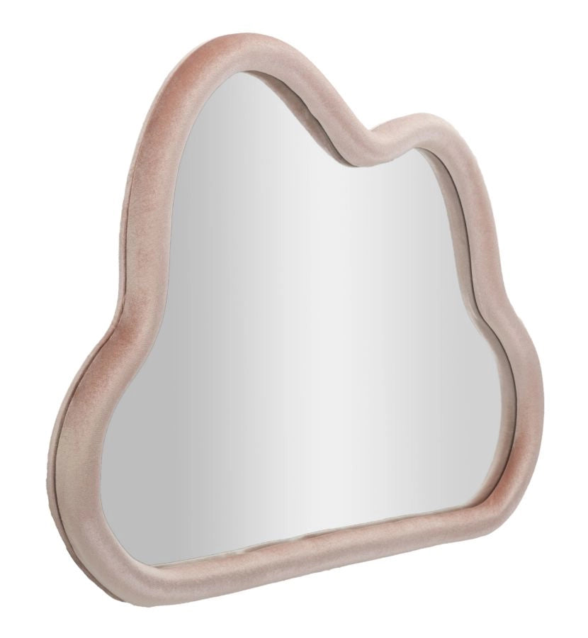 Specchio da Muro Cloud Velluto Rosa 90x4x60 cm in MDF e Poliestere e Specchio Rosa