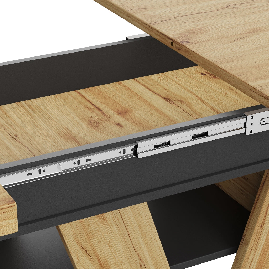 Tavolo da pranzo allungabile con 1 vano portaoggetti; stile moderno; per cucina e soggiorno; 119-158.5 × 80 × 75 cm
