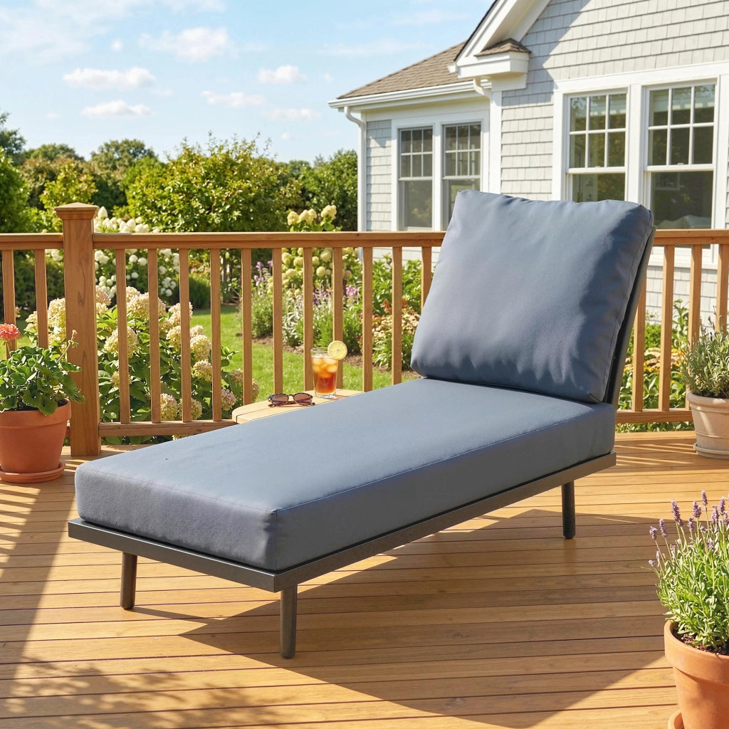Chaise Longue da Giardino con Cuscini ¨C zephmum ¨C Grigio 58x137x75cm
