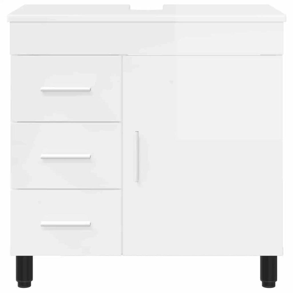 Mobiletto da bagno Bianco Lucido 60 x 35 x 60 cm