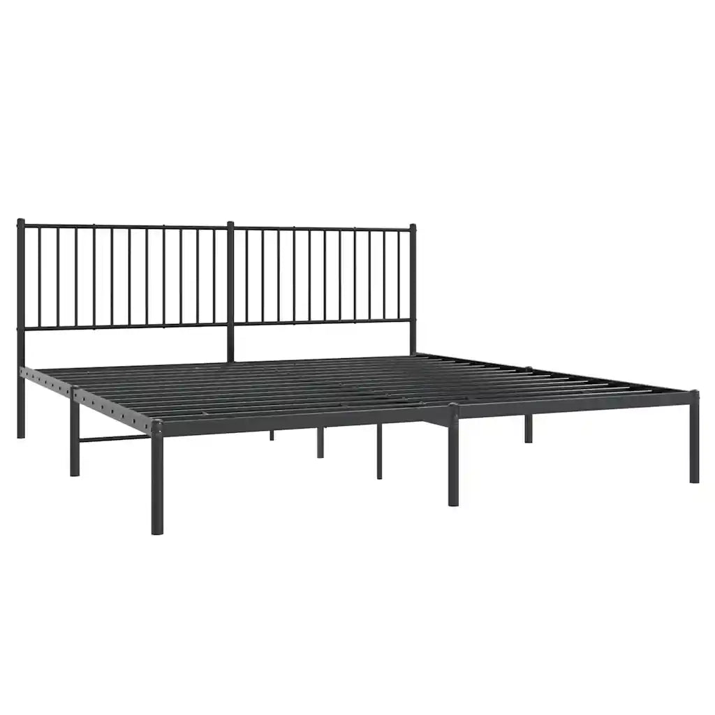 Letto matrimoniale | Letto per adulti | Giroletto con Testiera in Metallo Nero 183x213 cm
