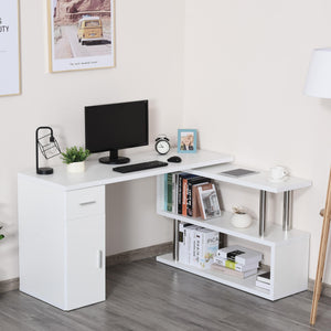 Scrivania da Ufficio ad Angolo Porta PC 114x120x74,6 cm in Legno  Bianca