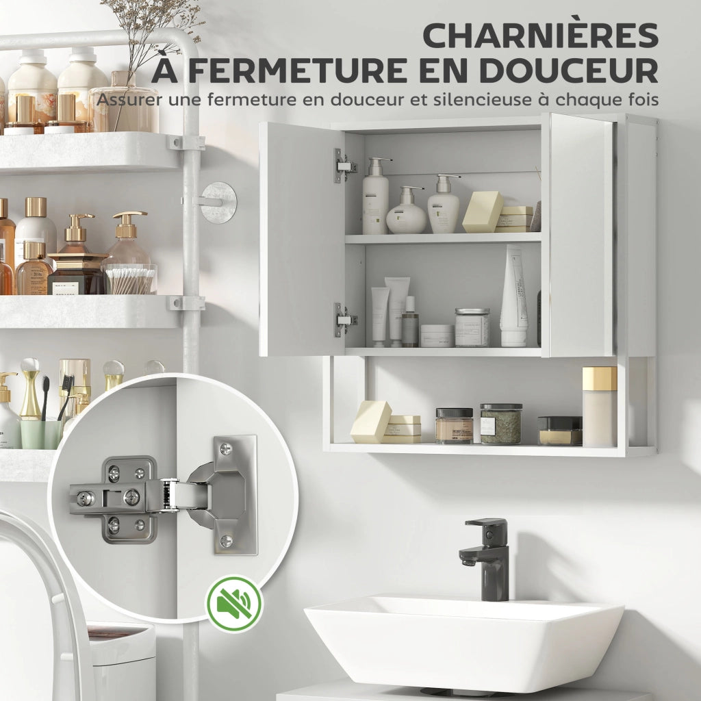 Armadio da bagno con specchio ¨C zephmum ¨C bianco 60x16x60 cm