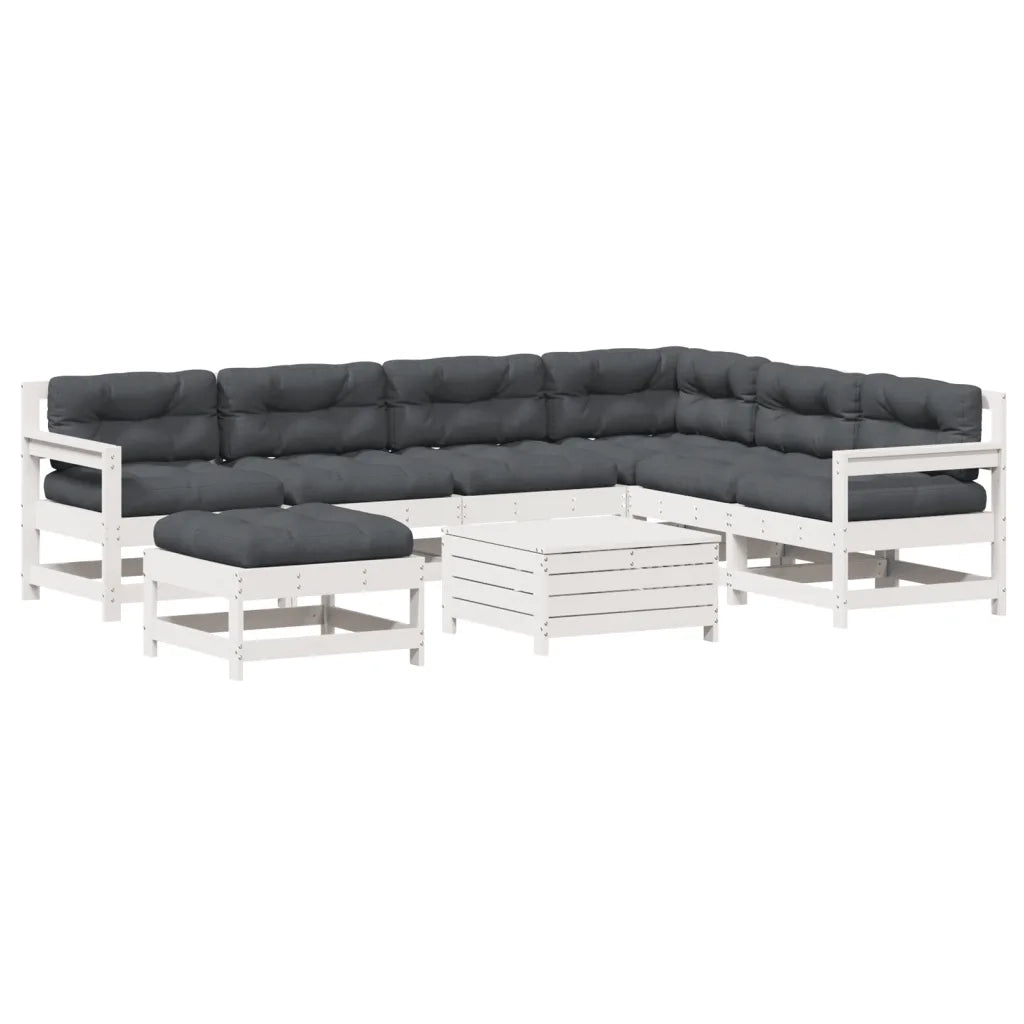 vidaXL Set Salotto Giardino 8pz con Cuscini Bianco Legno Massello Pino
