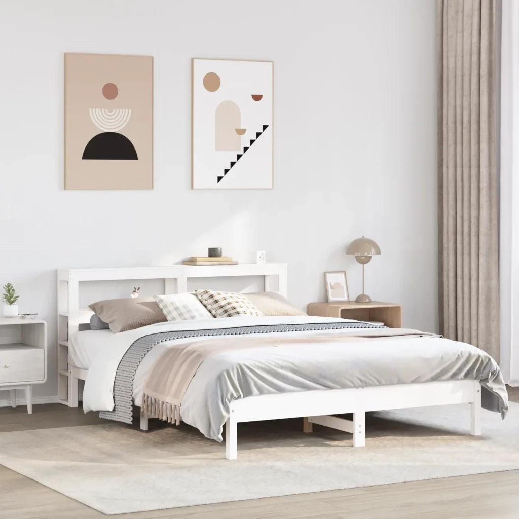 Letto senza Materasso Bianco 140x190 cm Legno Massello di Pino 3306160