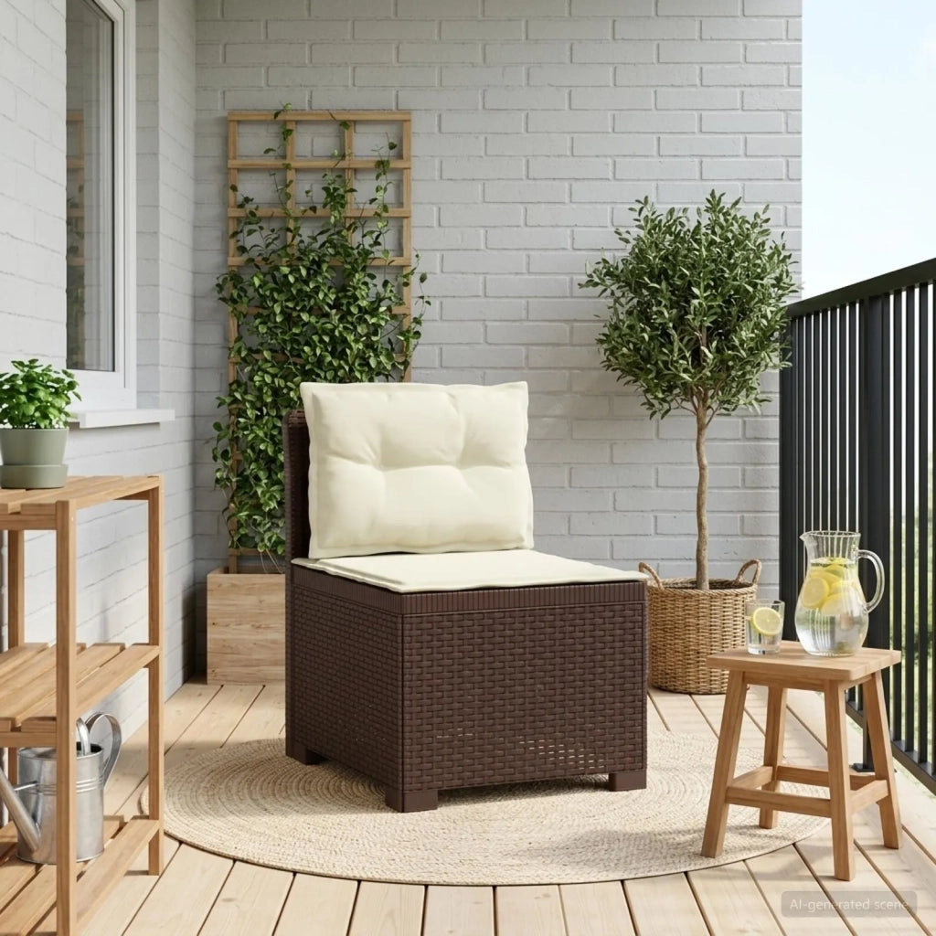 Divano da esterno-Divano da Giardino a 1 Posto con Cuscini Aspetto Rattan PP 832775