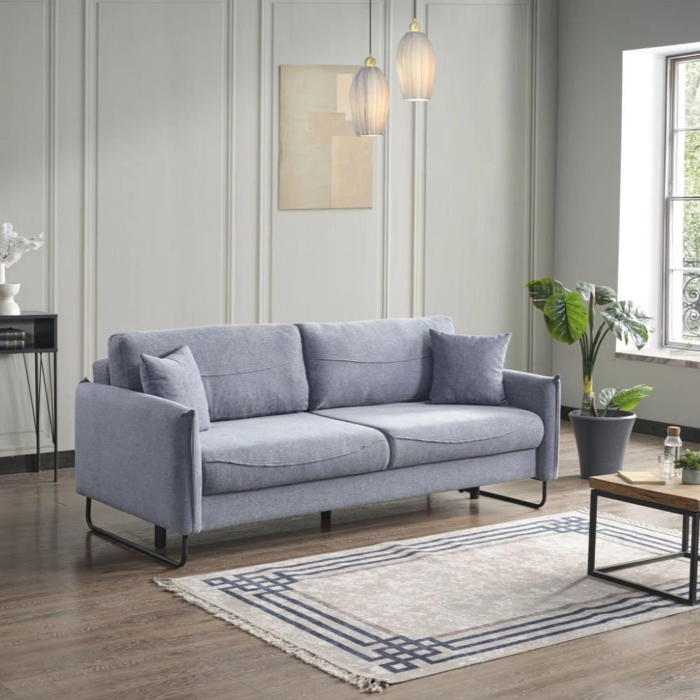 Divano letto grigio chiaro 214x108x96