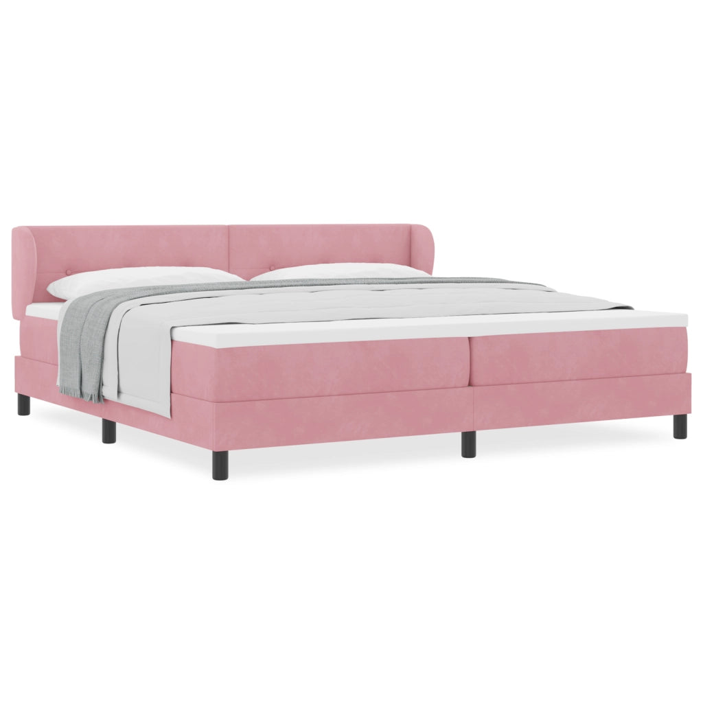 Letto Box Spring con Materasso Rosa 200x200 cm Velluto