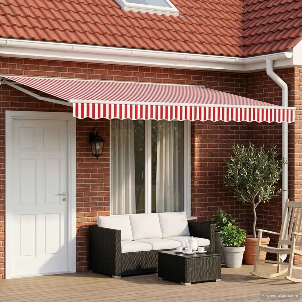 Tenda retrattile manuale Rosso e Bianco 5 × 3,5 m 3420353