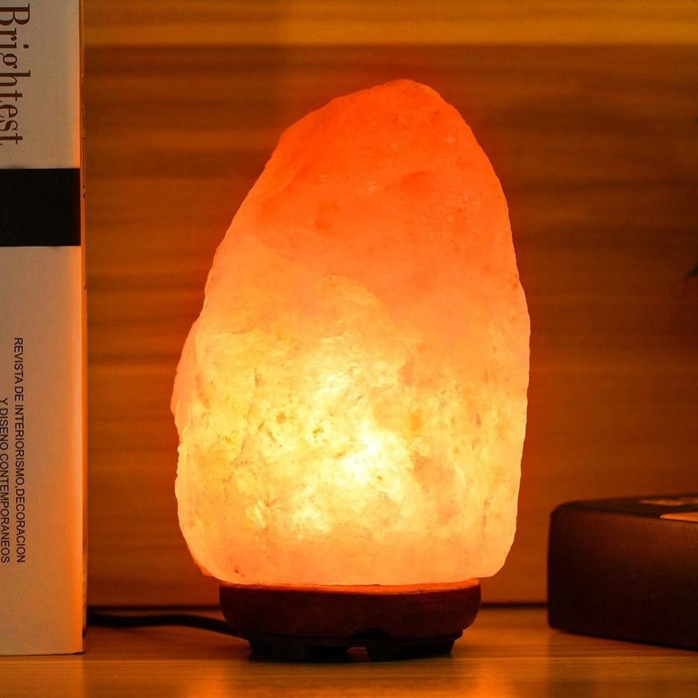 Trade Shop - Lampada Di Sale Himalaya Salgemma Grezza 700gr Luce Led Da Tavolo A Batteria -