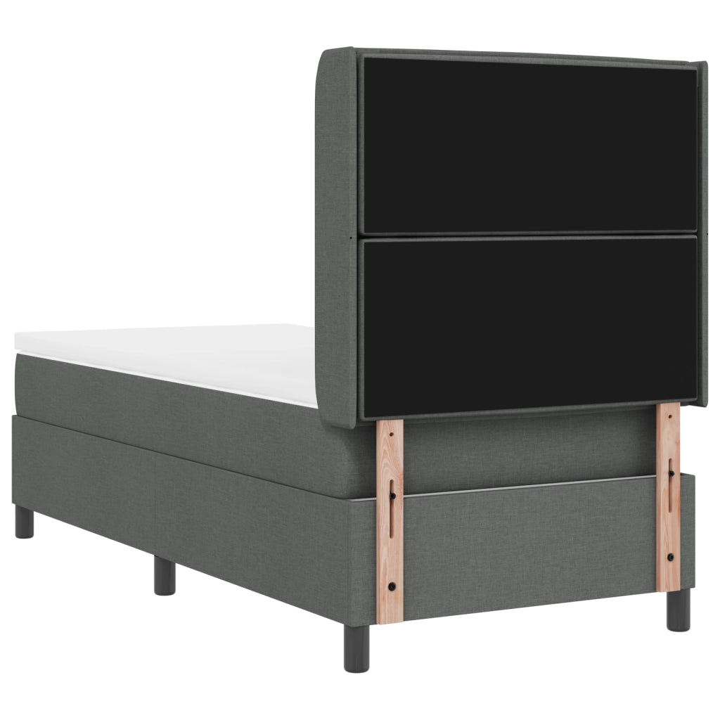 Letto con Box Spring e Materasso Grigio Scuro 90x190 cm Tessuto