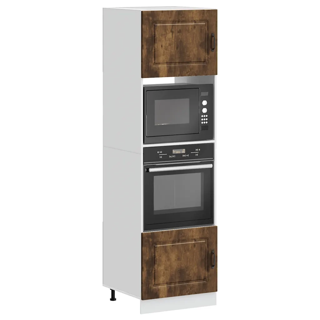 Pensile da cucina | Armadi Forno 2 pz Kalmar Rovere Fumo in Legno Multistrato