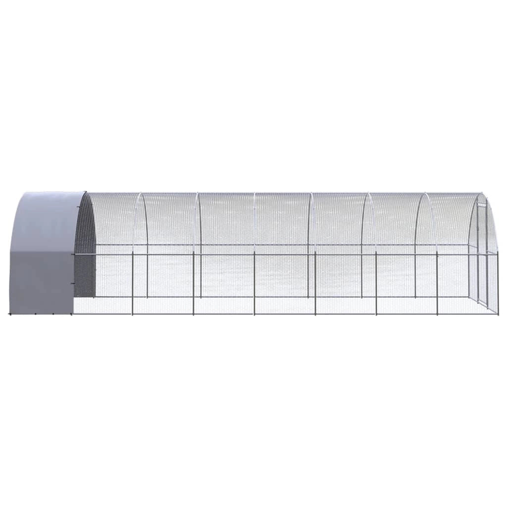 Pollaio/recinto/gabbia per polli da esterno 3 x 8 x 2 m acciaio zincato argento 02_0044016