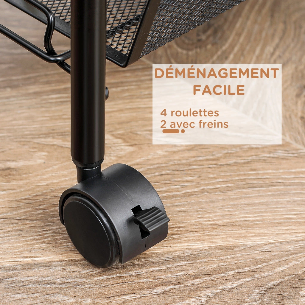 Tavolino a rotelle con cestelli ¨C zephmum ¨C 45x26.5x63 cm Nero