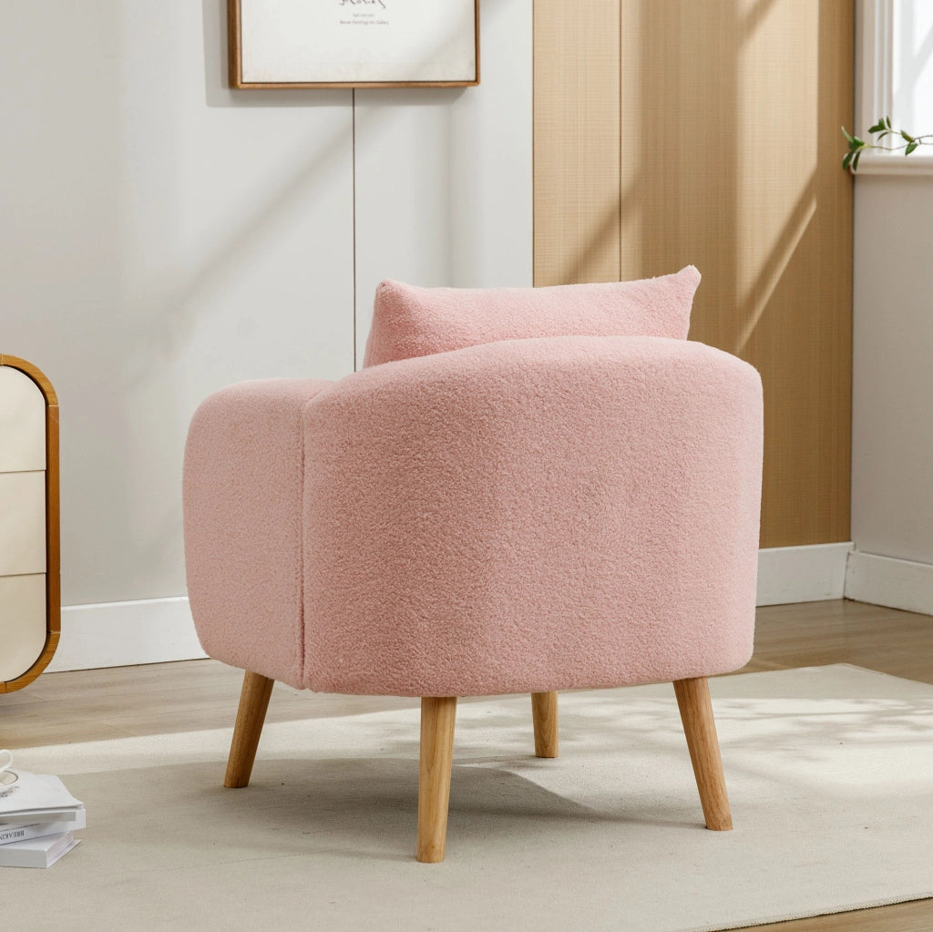 Poltrona singola in tessuto Teddy rosa 71x72x71 cm con cuscino; seduta 14 cm