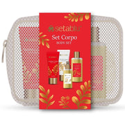 Trade Shop - Set Corpo Con Pochette Da 4pz Con Lozione Scrub Per Cura Benessere Pelle Idea Regalo -