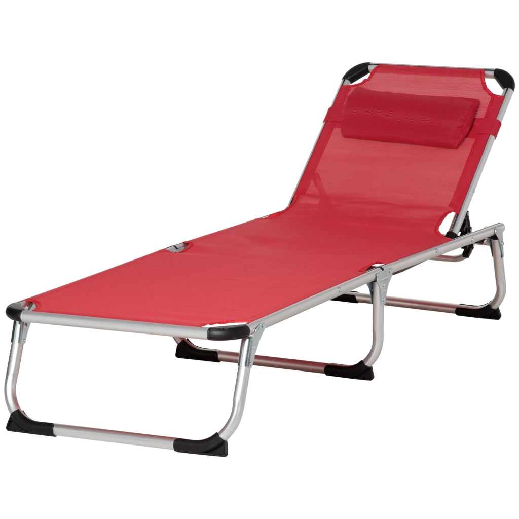 Lettino da giardino pieghevole con cuscino ¨C zephmum ¨C 4 posizioni schienale regolabile, 120 kg, rosso