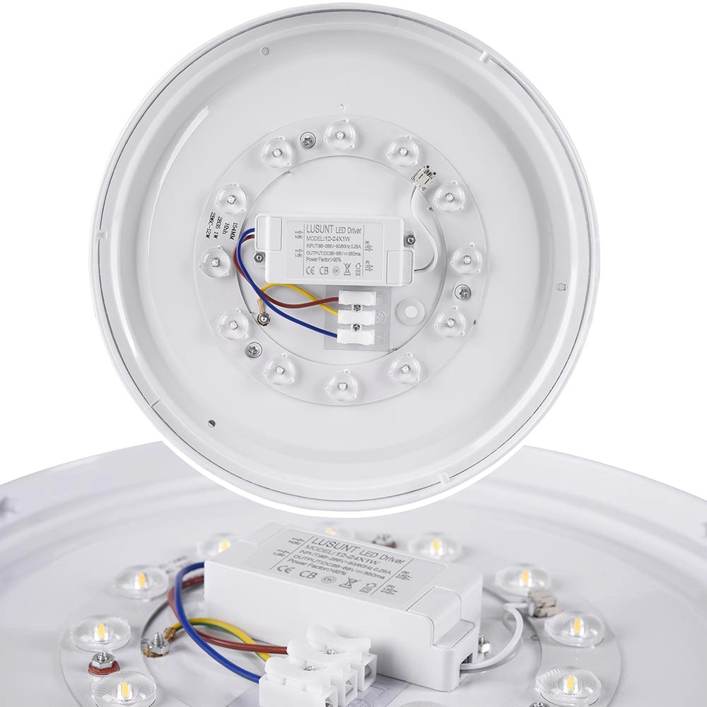 Plafoniera Led Tonda 12W Bianca 4000k Risparmio Energetico 29.5cm 1200LM Silver