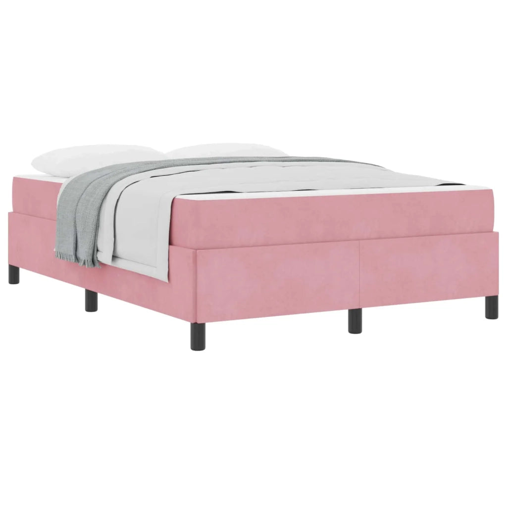 Struttura del letto con materasso Rosa 140 x 190 cm Tessuto