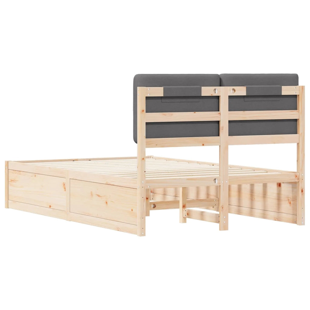 Letto con Testiera Rivestita Grigio scuro 120 x 190 cm