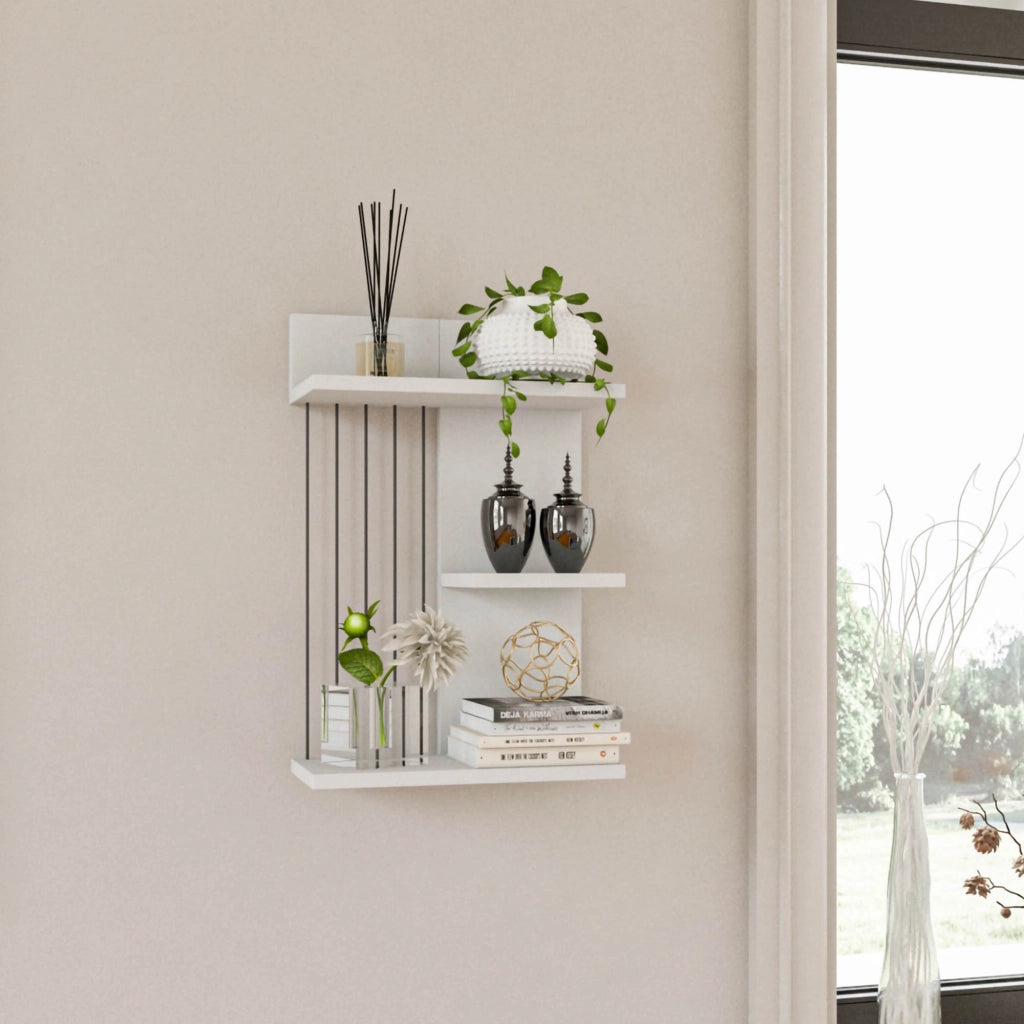 Scaffale a parete in legno "Kinik" - 40 x 19 x 60 cm - Bianco