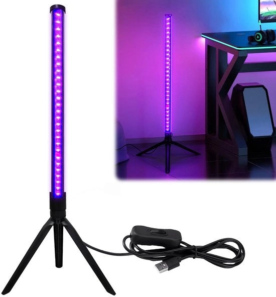 Lanterna portatile 41 cm - Lampada UV - Illuminazione da palco - Illuminazione per feste - Realizzata in lega di alluminio e display PC