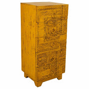 Cassettiera in legno fatta a mano gialla 45x40x100h