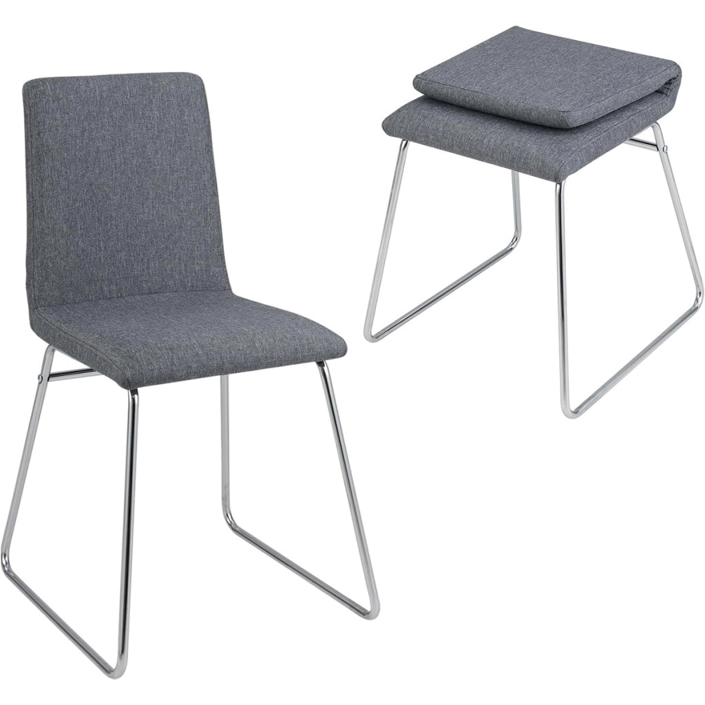 Set di 2/4 sedie da pranzo moderne, Sedia imbottita con schienale pieghevole e struttura in metallo-Sedie da pranzo