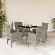 vidaXL Set da Pranzo da Giardino 5 pz con Cuscini Polyrattan e Vetro