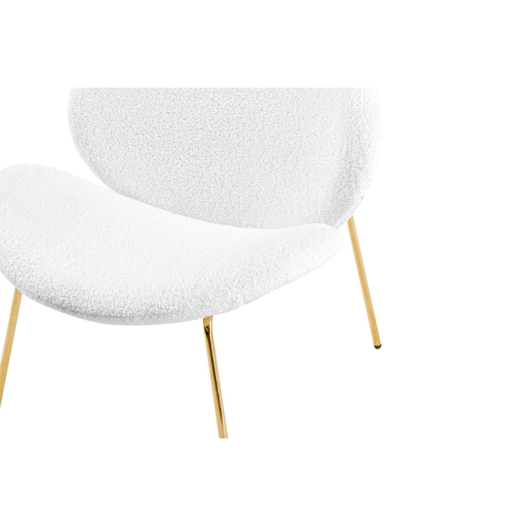 Set 2 Poltrone Lounge Jaden in Boucle' Bianco e Gambe Oro