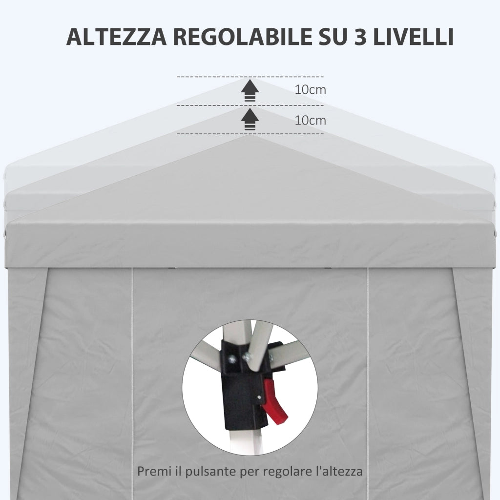 Gazebo Pieghevole 3x3 m ¨C zephmum ¨C Grigio Chiaro Acciaio Tessuto Oxford