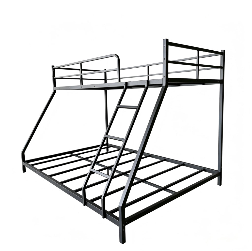 Letto a castello 200x140x137 cm salvaspazio con 2 zone letto in metallo nero