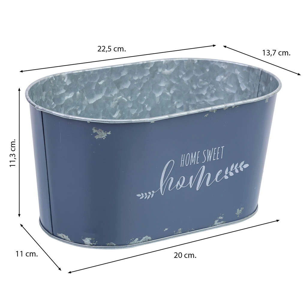 Cestino in metallo blu 22,5x13,7x11,3 B20x11