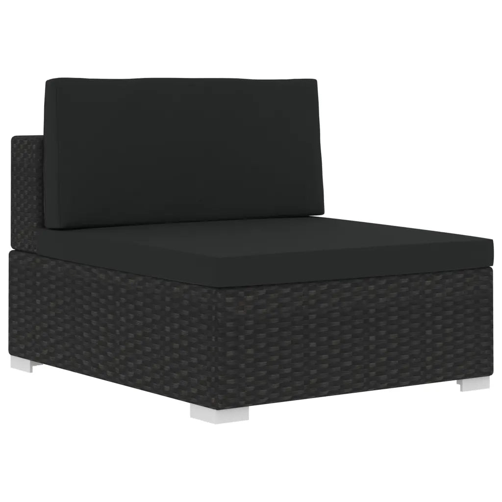 Set Divani da Giardino 3 pz | Set Salotto da Giardino con Cuscini in Polyrattan Nero