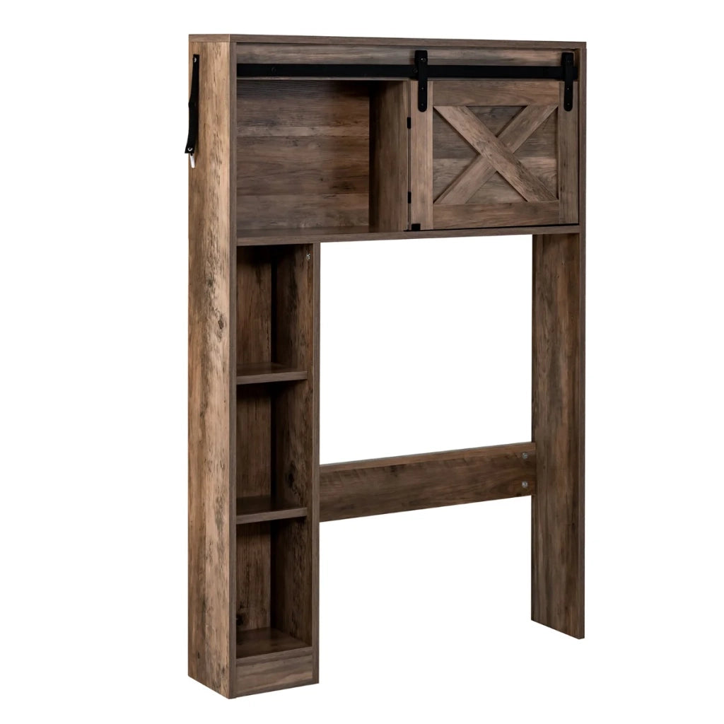 Scaffale da bagno con 3 ripiani e 2 armadietti versatile contenitore in stile retrò 84 x 17 x 128 cm legno marrone 20_0021125